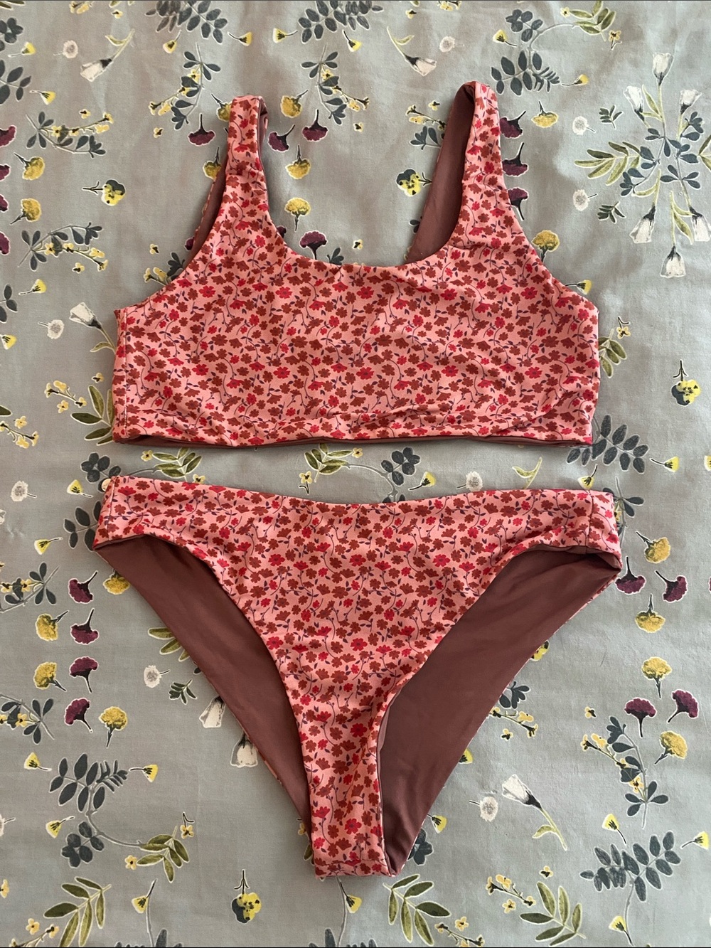 Floral Reversible Bikini Set M